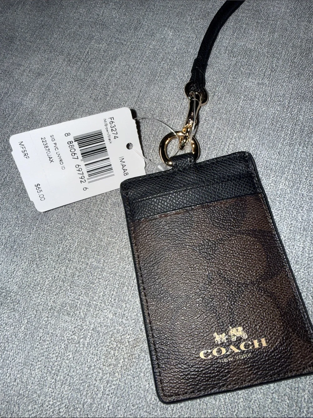 Coach Brown Signature Logo Lanyard